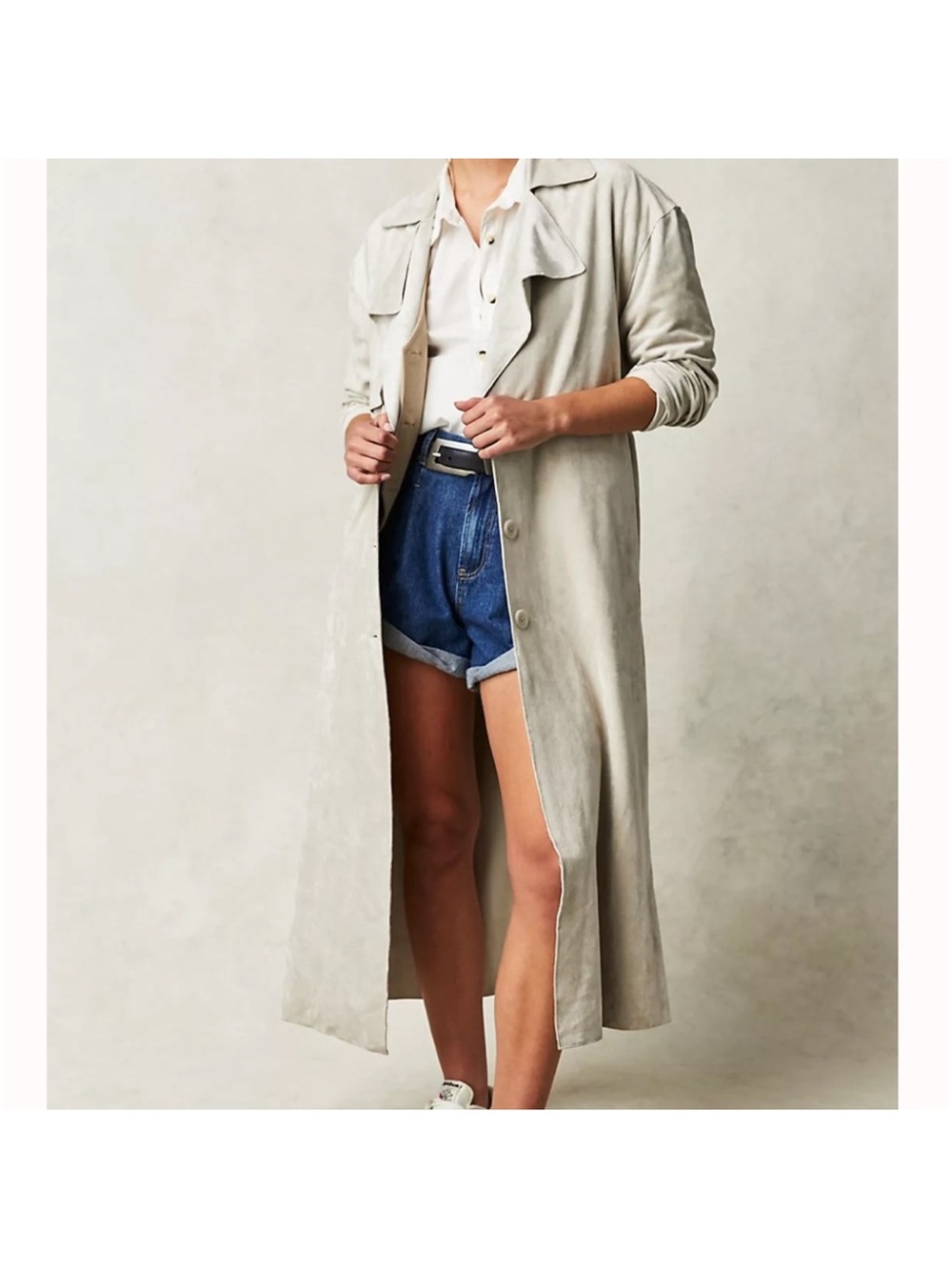 Free people blank nyc vegan suede trench coat